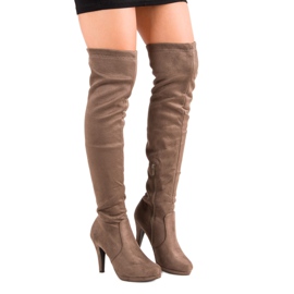 Super Me Botas de ante con tacón alto marrón 2