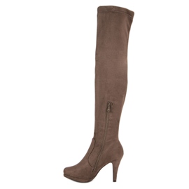 Super Me Botas de ante con tacón alto marrón 1