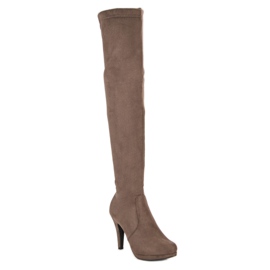 Super Me Botas de ante con tacón alto marrón 4