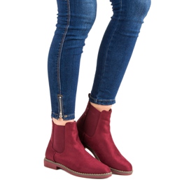 Super Mode Botines Chelsea de ante Claret rojo 2