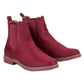 Super Mode Botines Chelsea de ante Claret rojo 7
