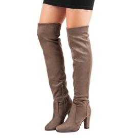 Super Me Botas altas hasta el muslo beige 1
