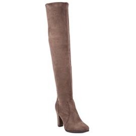 Super Me Botas altas hasta el muslo beige 3