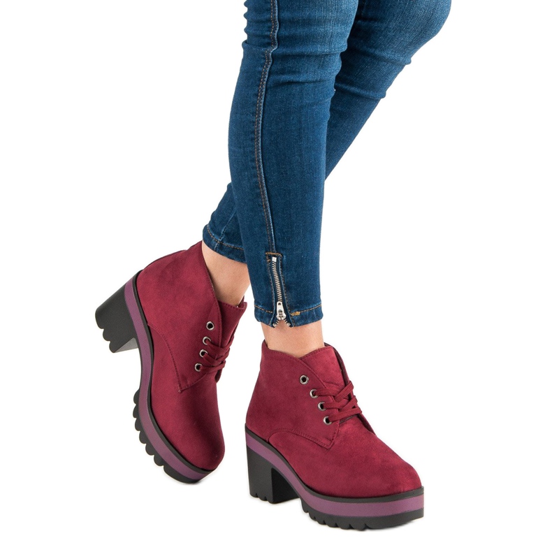 Botas ligeras de tacón alto rojo 2