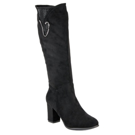 Botas de ante de tacón alto negro 3