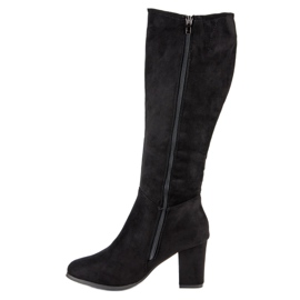 Botas de ante de tacón alto negro 4