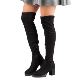 Botas de ante con plataforma negro 1 Botas de ante con plataforma negro 1