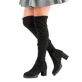 Botas de ante con plataforma negro 2 Botas de ante con plataforma negro 2
