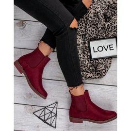 Super Mode Botines Chelsea de ante Claret rojo 1