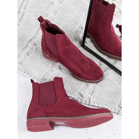 Super Mode Botines Chelsea de ante Claret rojo 8