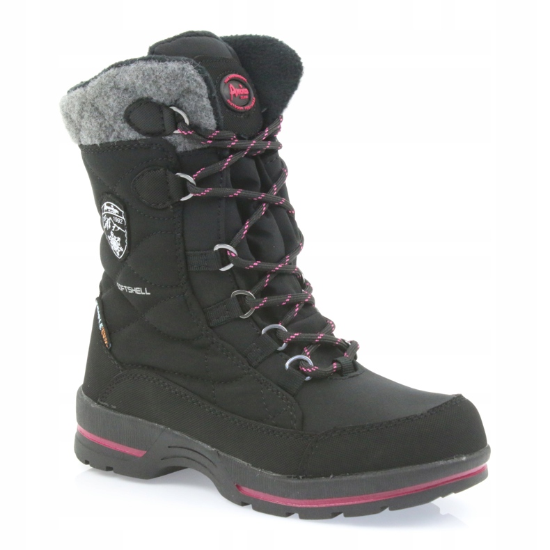 American Club Botas de nieve softshell negras con membrana American SN19 / 20 negro rosado gris 1 American Club Botas de nieve softshell negras con membrana American SN19 / 20 negro rosado gris 1