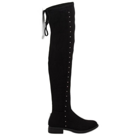 Botas negras con tacones planos 7368 negro 4