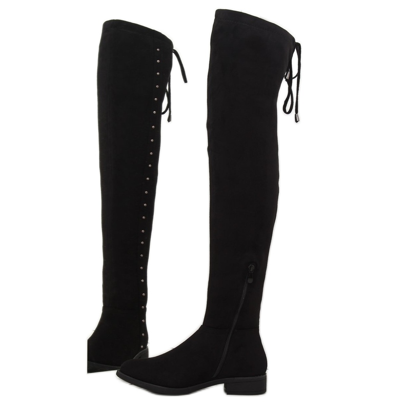 Botas negras con tacones planos 7368 negro 1 Botas negras con tacones planos 7368 negro 1