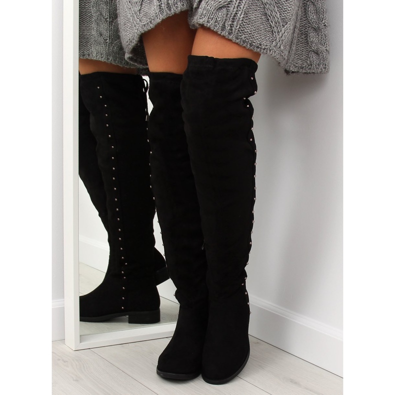 Botas negras con tacones planos 7368 negro 2 Botas negras con tacones planos 7368 negro 2