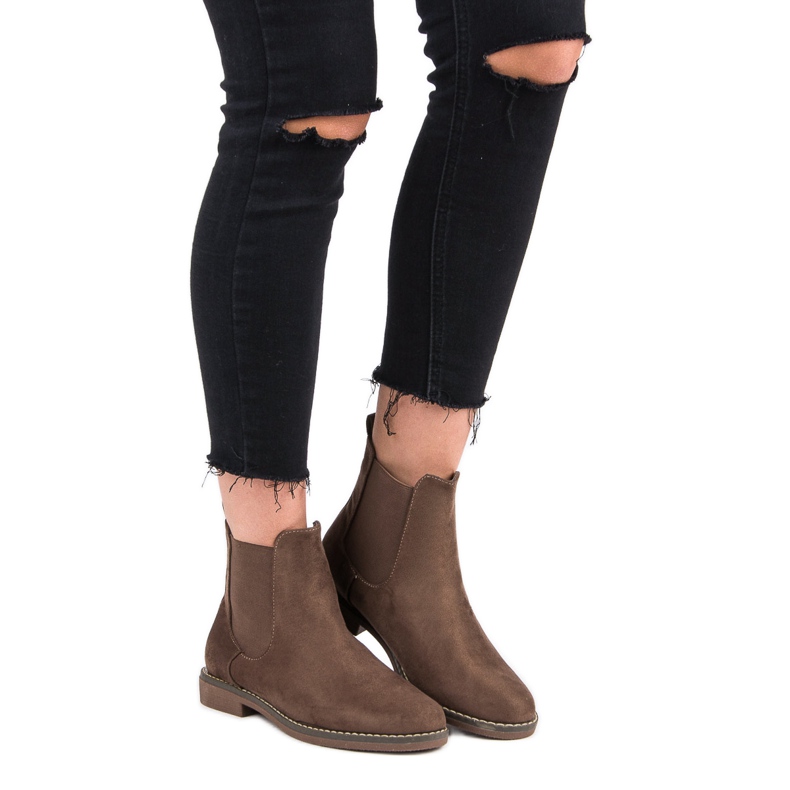 Super Mode Botines chelsea de ante caqui 1