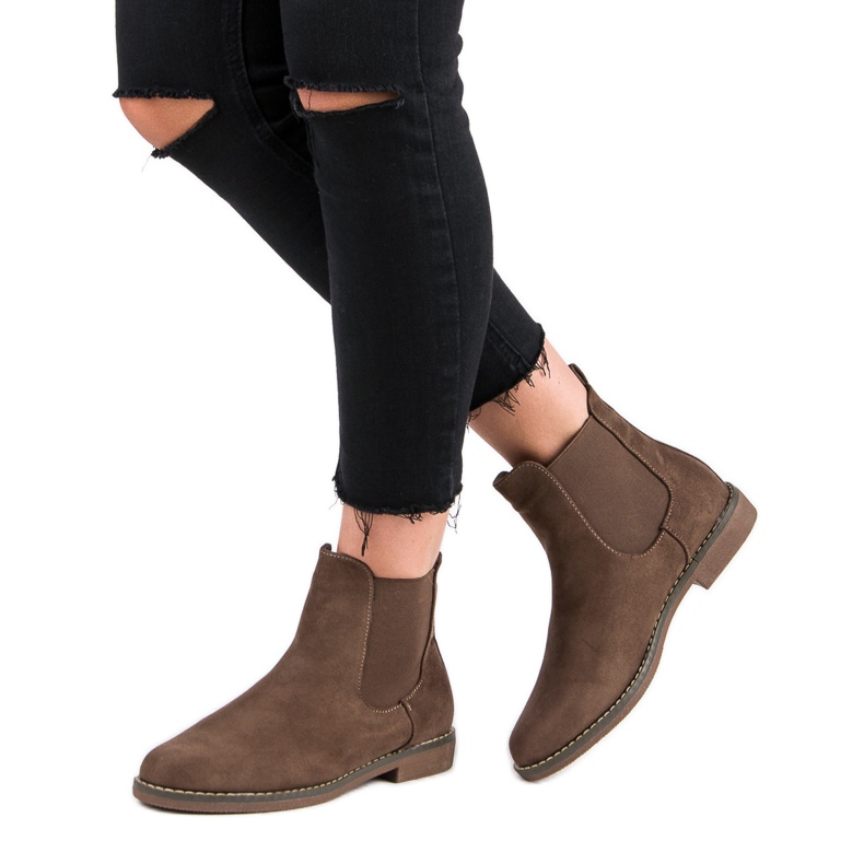 Super Mode Botines chelsea de ante caqui 2