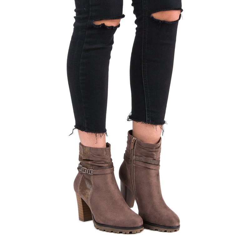 Super Mode Botas con estilo en el poste marrón 1