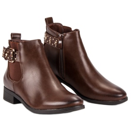 Queen Vivi Botines chelsea marrones con pedrería marrón 1