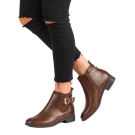 Queen Vivi Botines chelsea marrones con pedrería marrón 6
