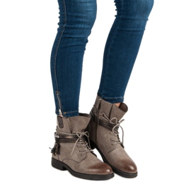 Queentina Botas marrones con cremallera marrón 6