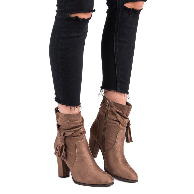 Super Mode Botas elegantes en el poste marrón 1