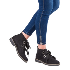 Super Mode Botas de ante con nudo negro 2