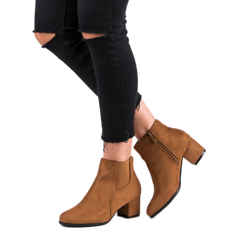 Nio Nio Botines Chelsea de ante con tacones altos marrón 2