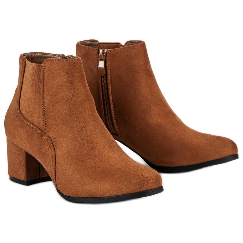 Nio Nio Botines Chelsea de ante con tacones altos marrón 1