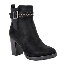 Super Me Botines de gamuza en una barra negro 1