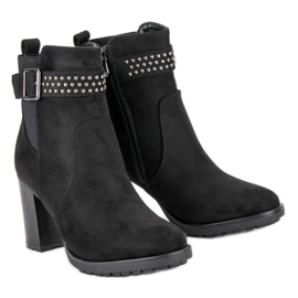 Super Me Botines de gamuza en una barra negro 4