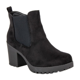 Ideal Shoes Botines Chelsea de ante en la plataforma negro 3