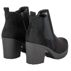 Ideal Shoes Botines Chelsea de ante en la plataforma negro 5