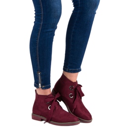 Super Mode Botas de ante con cordones rojo 1