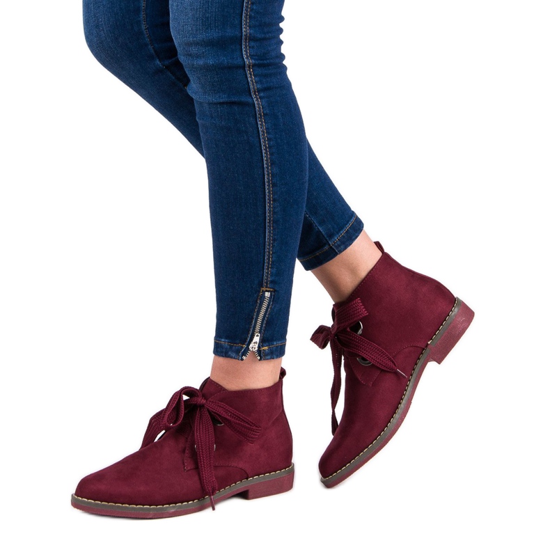 Super Mode Botas de ante con cordones rojo 2 Super Mode Botas de ante con cordones rojo 2