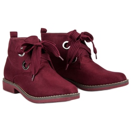Super Mode Botas de ante con cordones rojo 5