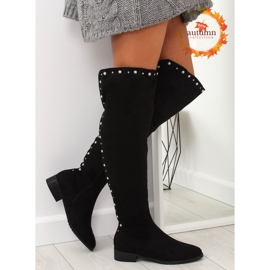 Botas mosqueteras con perlas, negro 688-5 negro 1