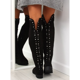 Botas mosqueteras con perlas, negro 688-5 negro 4