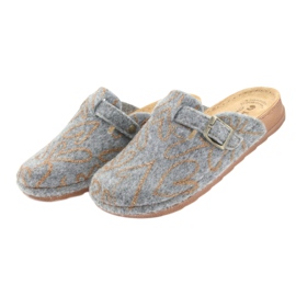 Zapatillas de fieltro Inblu UA033 corazones dorados gris amarillo 3