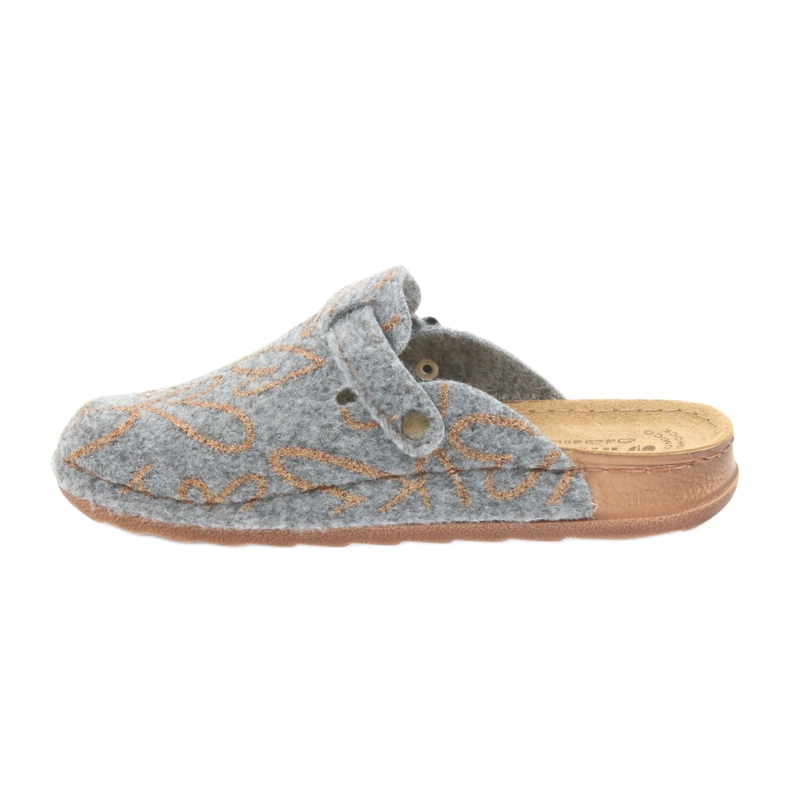 Zapatillas de fieltro Inblu UA033 corazones dorados gris amarillo 2