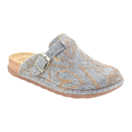Zapatillas de fieltro Inblu UA033 corazones dorados gris amarillo 1