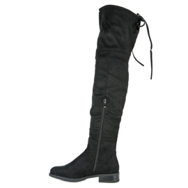 Botas negras hasta el muslo con tacón plano negro 3