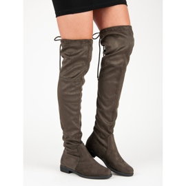 Kayla Botas por encima de la rodilla con tacón plano verde 4