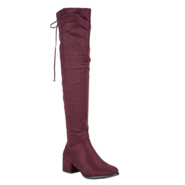 Queentina Botas de ante burdeos multicolor rojo 2