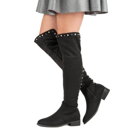 Cm Paris Botas hasta el muslo con abalorios negro 3
