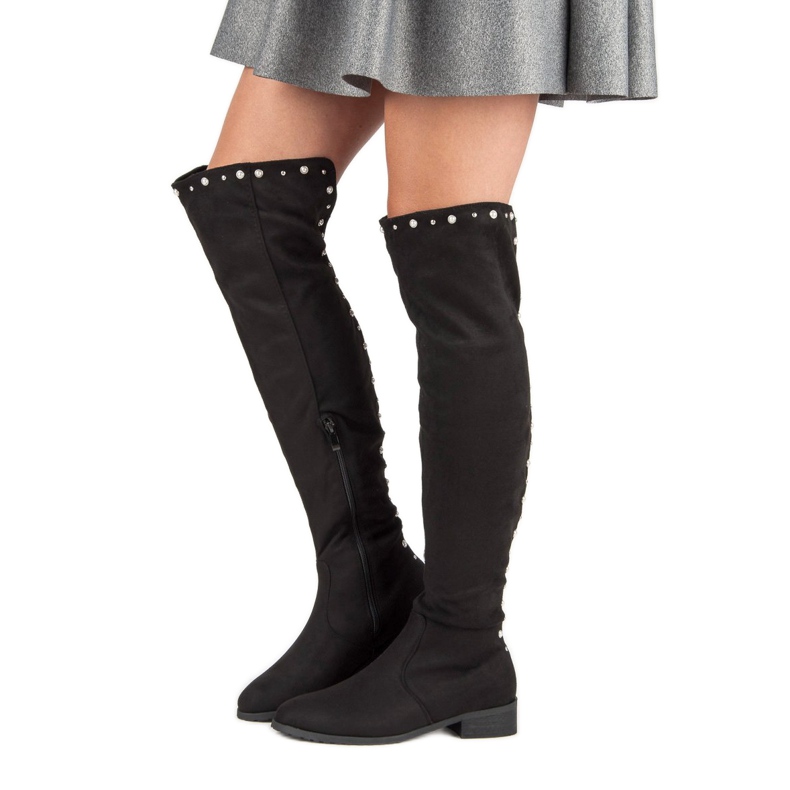 Cm Paris Botas hasta el muslo con abalorios negro 2