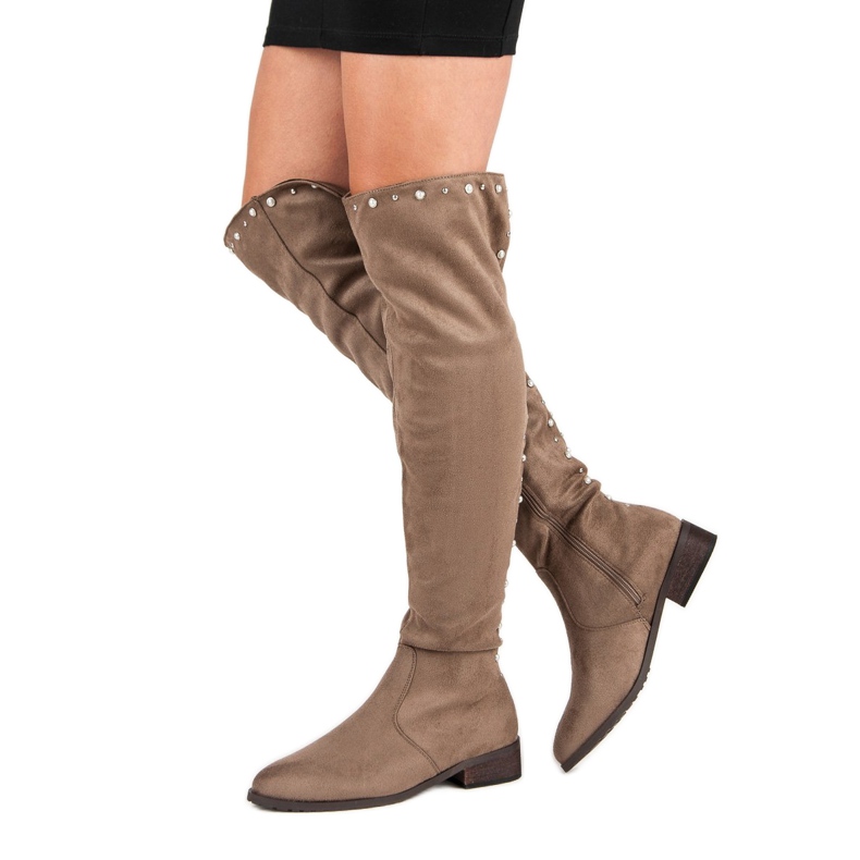 Cm Paris Botas hasta el muslo con abalorios marrón 1