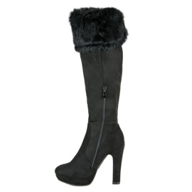 Super Me Botas muslo ante con pelo negro 2