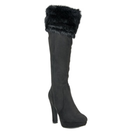 Super Me Botas muslo ante con pelo negro 1
