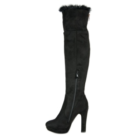 Super Me Botas muslo ante con pelo negro 3