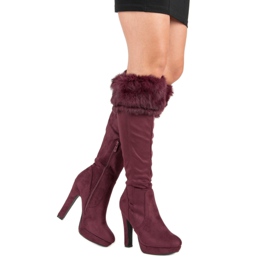Super Me Botas muslo ante con pelo multicolor rojo 1